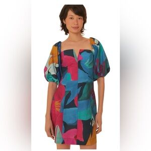 FARM Rio Colorful Puff Sleeve Dress
